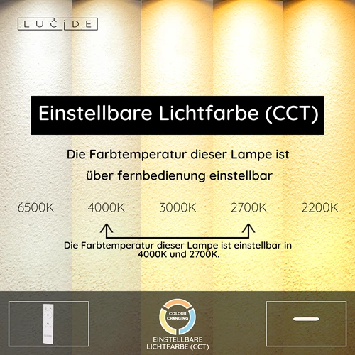 Lucide ELLY - Deckenleuchte - LED Dim. - CCT - 1x36W 2700K/4000K - Opal | Essential - USP